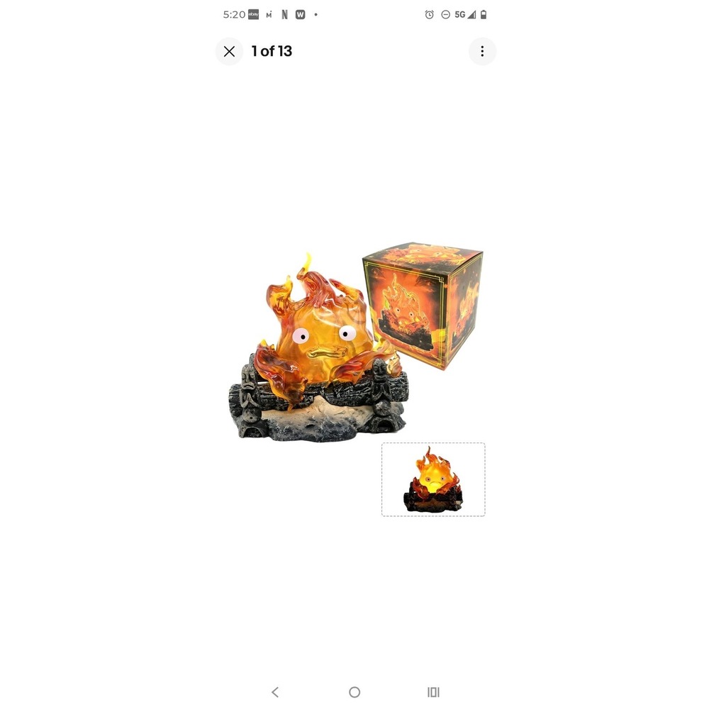 Anime Howl's Moving Castle Calcifer 4.76'' Figure Model Toy Light-up Desk Statue